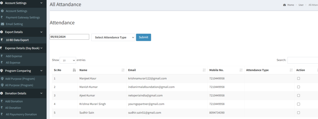 NGO Attendance Management Software