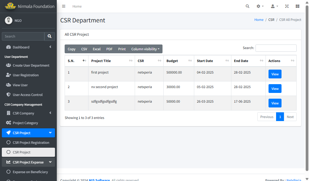 NGO management app